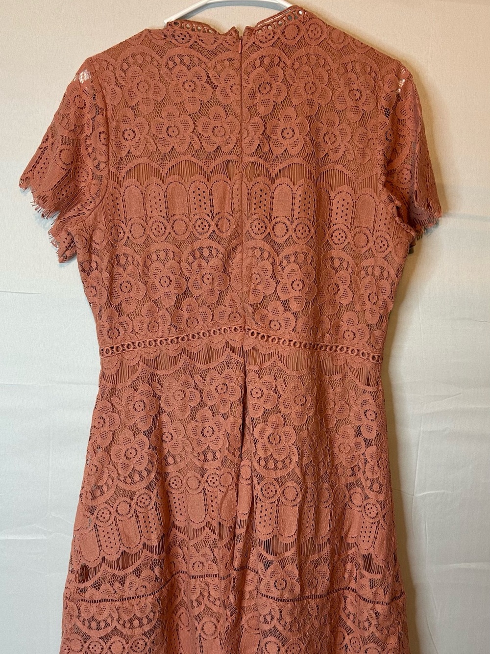 Blu Pepper Women’s Large Lace Overlay Dress Knee Length Salmon New 68 - Picture 9 of 9